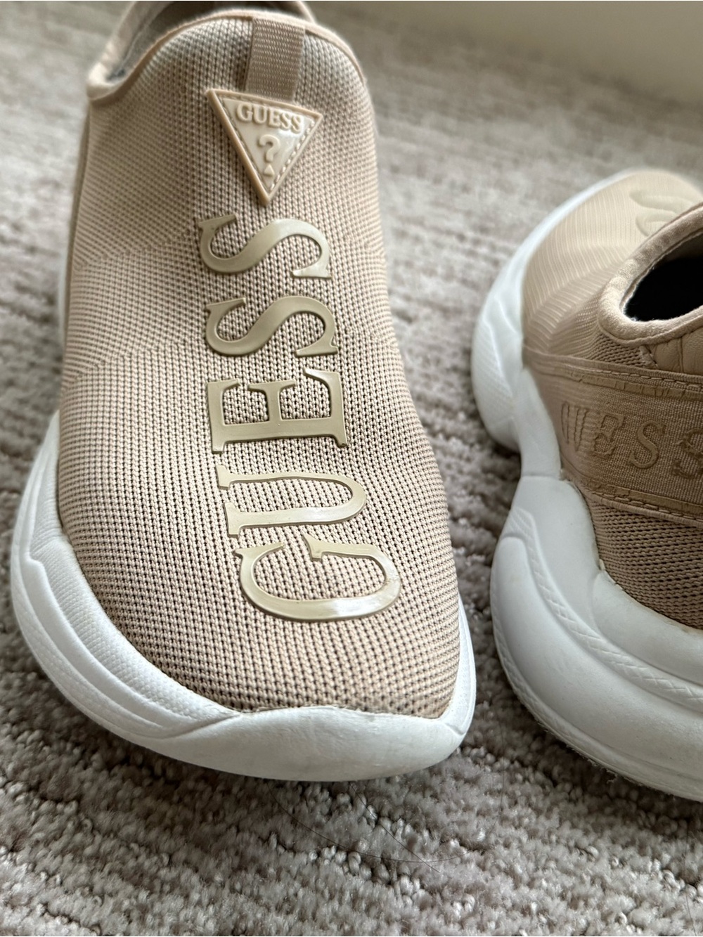 Guess Neutral Beige Slip-On Sneakers with White Soles